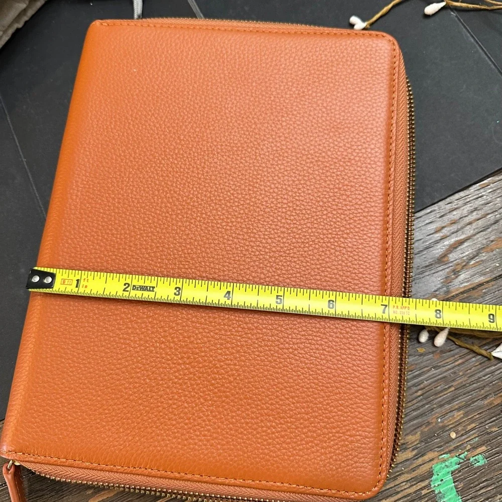Moterm Zippered Leather Cover for A5-Notebooks Burnt Orange New 9.5